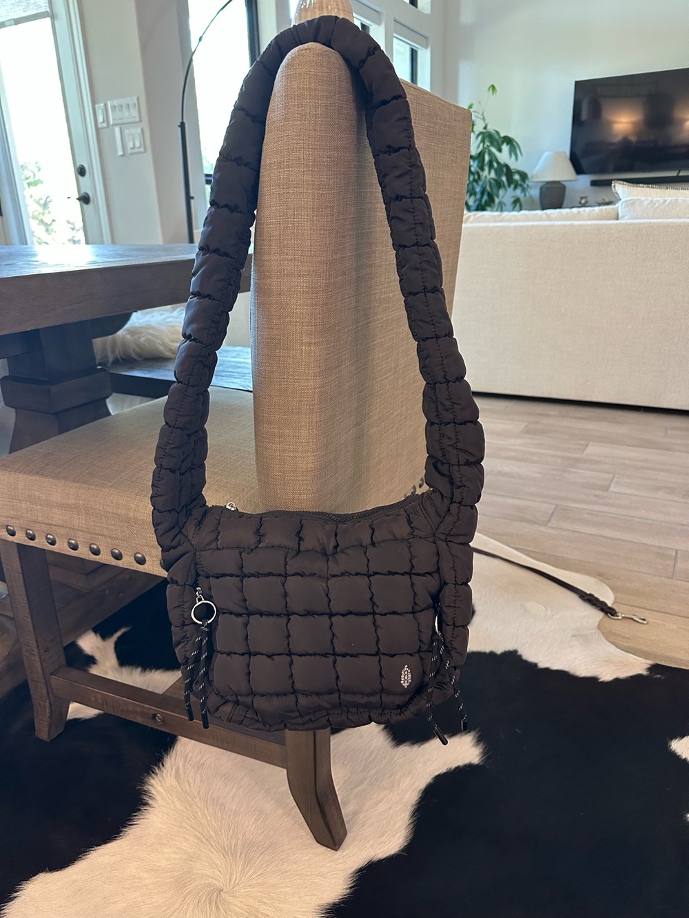 Free People chocolate brown Quilted Puffer Shoulder Bag NWOT